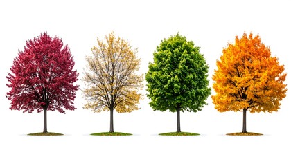 Fototapeta premium Four trees representing the four seasons