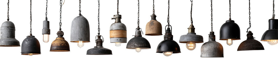 Industrial-style pendant lights, various shades