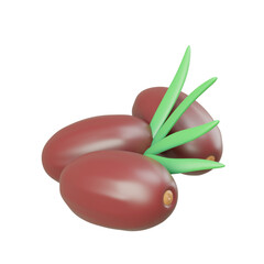 Natural jojoba fruit cluster with thick green leaves, useful for depicting ingredients in skincare, wellness oil, and herbal-based beauty products.

