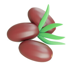 Four intersecting jojoba fruits with soft green leaves, used to represent plant-based oils, natural beauty ingredients, and herbal product elements.

