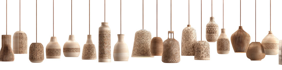 Hanging earthenware jugs
