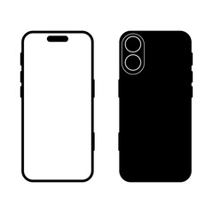 スマートフォンの表裏のシルエットイラストセット