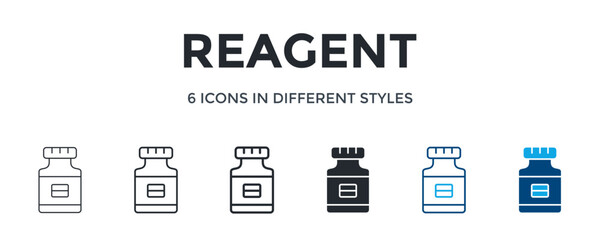 Reagent Icon In Different Style Vector Illustration. Designed In Thin Line, Regular Line, Bold Line, Glyph, Color Line, And Color Glyph Style Can Be Used For Web
