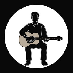 Person playing acoustic guitar in a circle musician