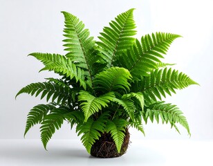 Obraz premium Vibrant fern plant on a white background