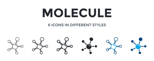 Molecule Icon In Different Style Vector Illustration. Designed In Thin Line, Regular Line, Bold Line, Glyph, Color Line, And Color Glyph Style Can Be Used For Web