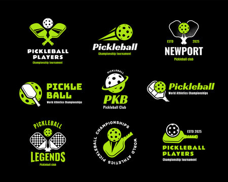 Set of Pickleball club tournament logo design suitable for team club, print t shirt, badges sticker or etc.