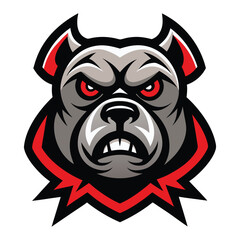 Aggressive pitbull dog mascot head with red accents