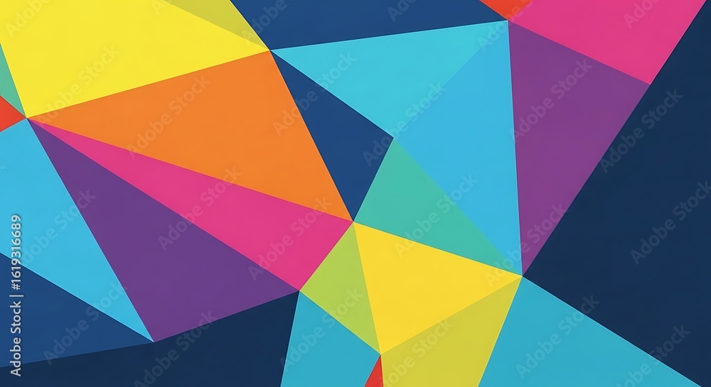 Aufkleber a vibrant geometric pattern featuring triangles in various colors against a dark background design e