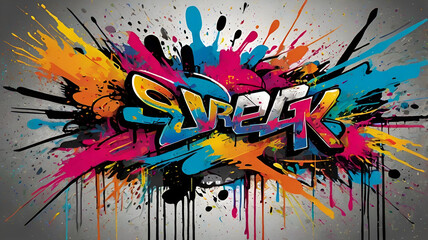  Street art graffiti-style vector painting, abstract background with swirling oil paint textures