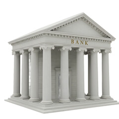 Obraz premium Classic White Bank Building with Columns and Pediment in Neoclassical Style