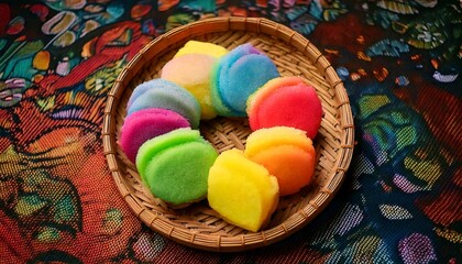 Kue cimplo makanan khas indonesia - kue warna warni/kue kukus