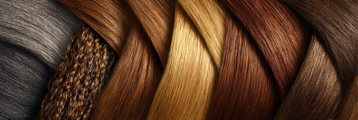 Collage Showcasing a Variety of Diverse Hair Types and Textures Arranged Aesthetically With a Soft Background Fade