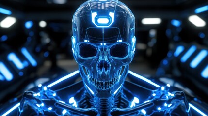 Futuristic skeleton head