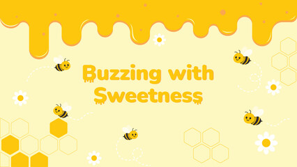 Buzzing with Sweetness - Cute Honey Bee Vector Background suitable for world honey bee day 4k