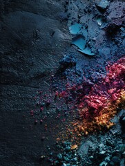 Vivid Splash of Makeup Pigments on Dark Canvas With Open Space for Creativity in Artistic Expression and Design