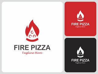 fire pizza logo vector