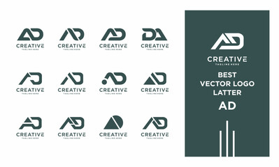 set vector logo design initial AD