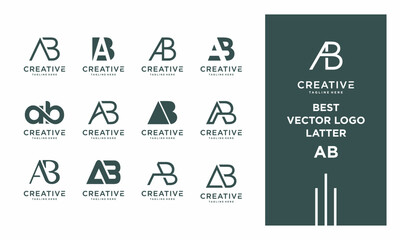 set vector logo design initial AB