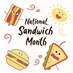 NATIONAL SANDWICH MONTH vector illustration