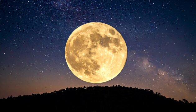 Full moon over dark mountains - Powered by Adobe