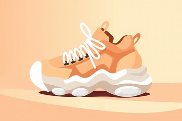 Stylish brown leather sneaker resting on white fluffy pillow surface