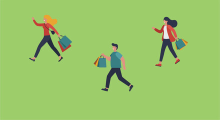 vector illustration of shopping people