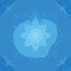 Delightful mandala background of menthol turquoise with a gradient in blue
