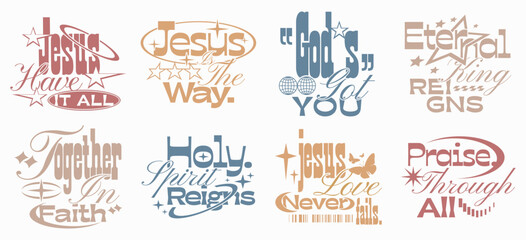 Vintage Christian Quotes Graphic Tee collection, Faith Urban Typography T-shirt Design set, Spiritual T shirt Print, Christianity Religion Poster Bundle