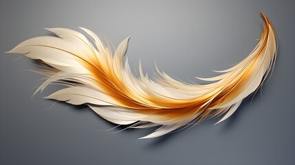 Obraz premium Stunning abstract image features a graceful arrangement of golden feathers in motion.