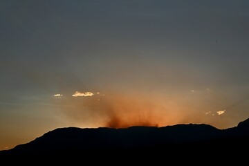 Wildfire sunset in the mountains