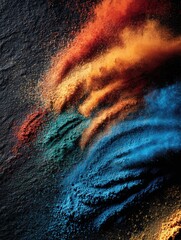 Vibrant Splash of Makeup Pigments on Dark Canvas With Empty Space for Creative Expression
