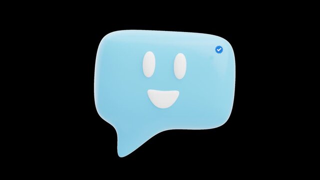 3D Animation of Speech Bubble with Check Mark | Alpha Channel