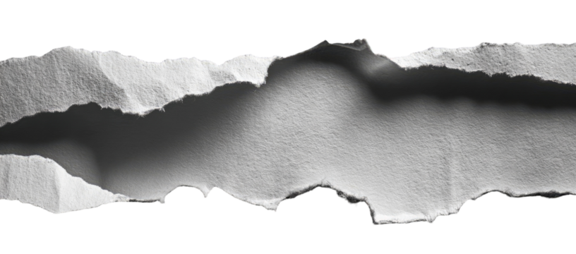 Ripped piece of paper, monochrome,  with ragged edges