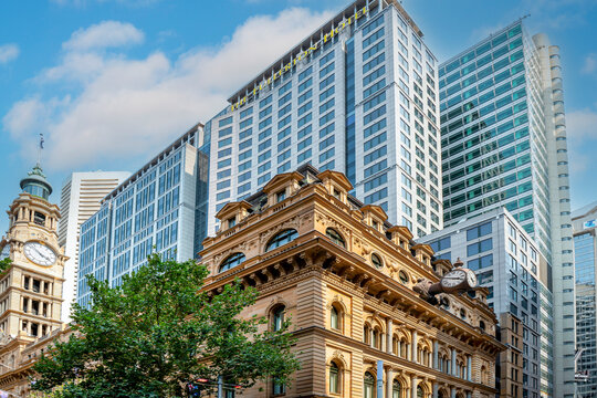 The General Post Office, The GPO, a heritage-listed landmark building. The original building was constructed in 1866. It is one of the largest sandstone buildings in Sydney. Australia, Dec 2019