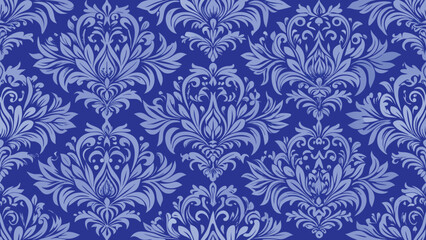 Blue And Beige Victorian Damask Luxury Decorative Fabric Pattern
