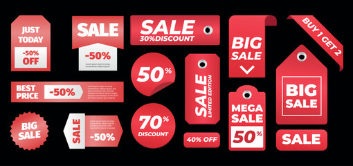 Realistic price tag set on white background