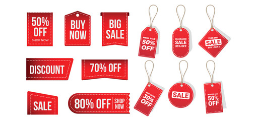Realistic price tag set on white background