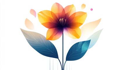Abstract flower graphic design, vibrant color palette, elegant floral illustration, digital art