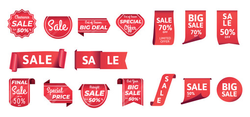 Realistic price tag set on white background