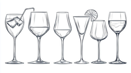 Varied Glassware Collection for Beverage Presentation and Decor