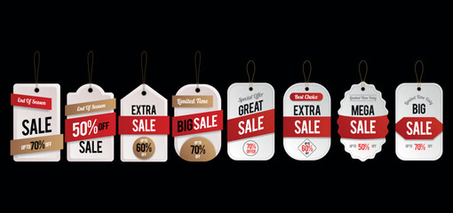 Realistic price tag set on white background