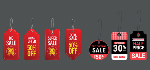 Realistic price tag set on white background