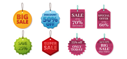 Realistic price tag set on white background