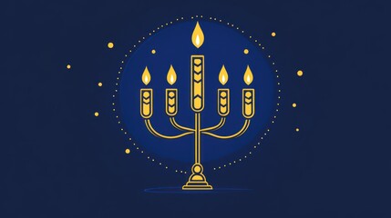 Naklejka premium Elegant golden menorah on dark background. Possible use Stock photo for holiday design