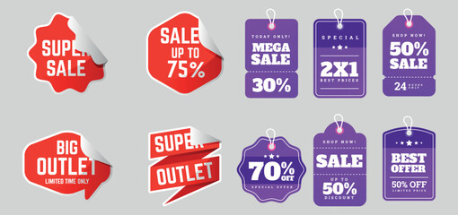 Realistic price tag set on white background