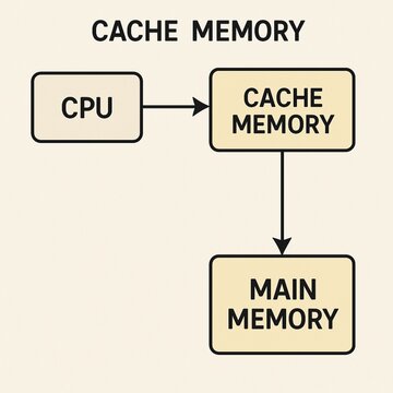 Cache Memory Architecture Diagram with CPU and Main Memory Flow