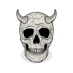 Halloween themed horned skull vector