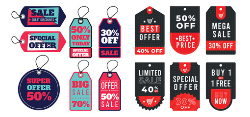 Realistic price tag set on white background