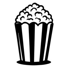 Popcornicon with transparent background in black and white style
